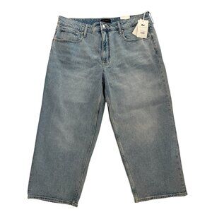 Free Assembly Womens 20 Short High-Rise Crop Wide Straight Leg Blue Jeans NWT
